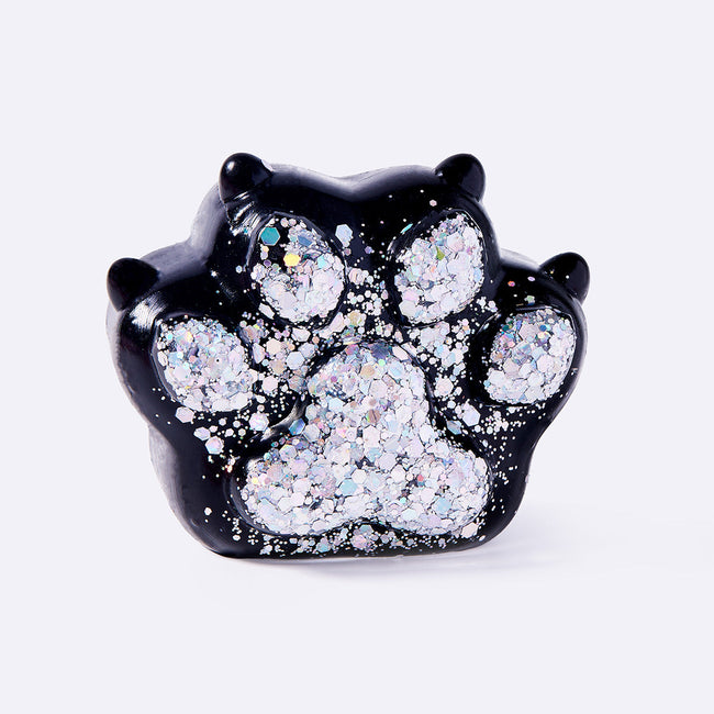 Black Silver Glitter Cat Paw with Claws Hover Image