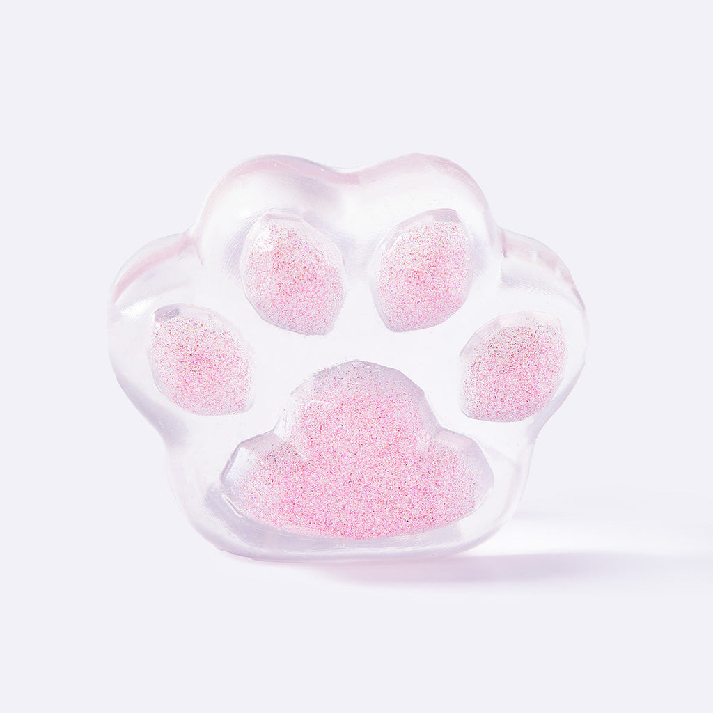 Clear Pink Glitter Cat Paw