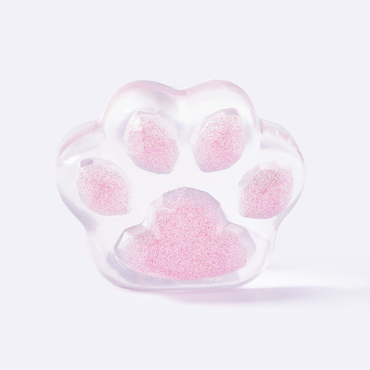 Clear Pink Glitter Cat Paw