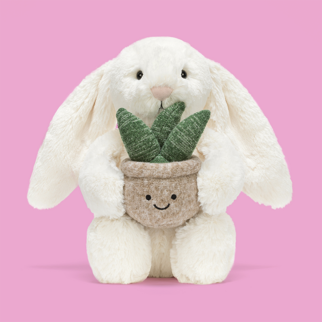 Jellycat Cream Bunny with Plant Hover Image
