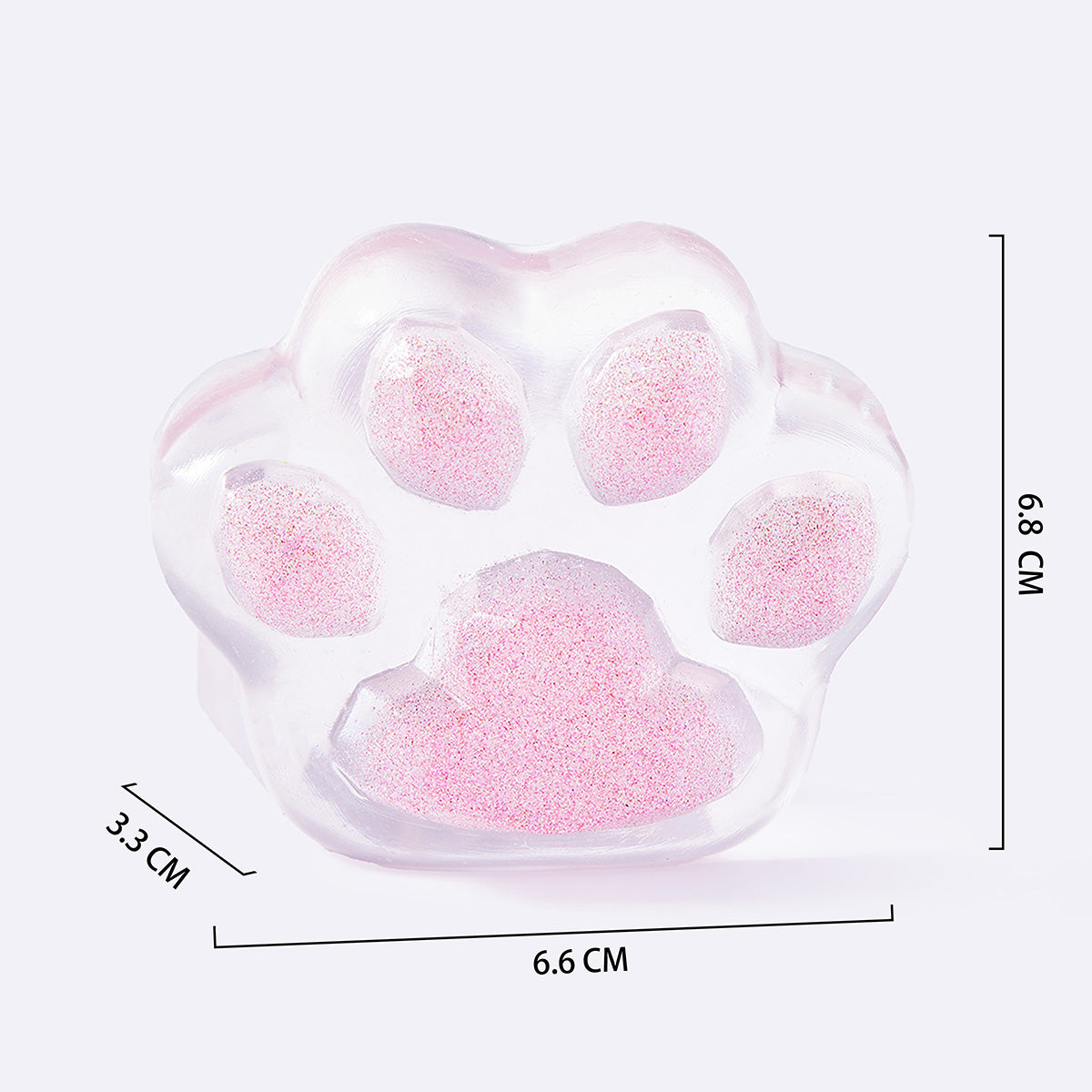 Clear Pink Glitter Cat Paw